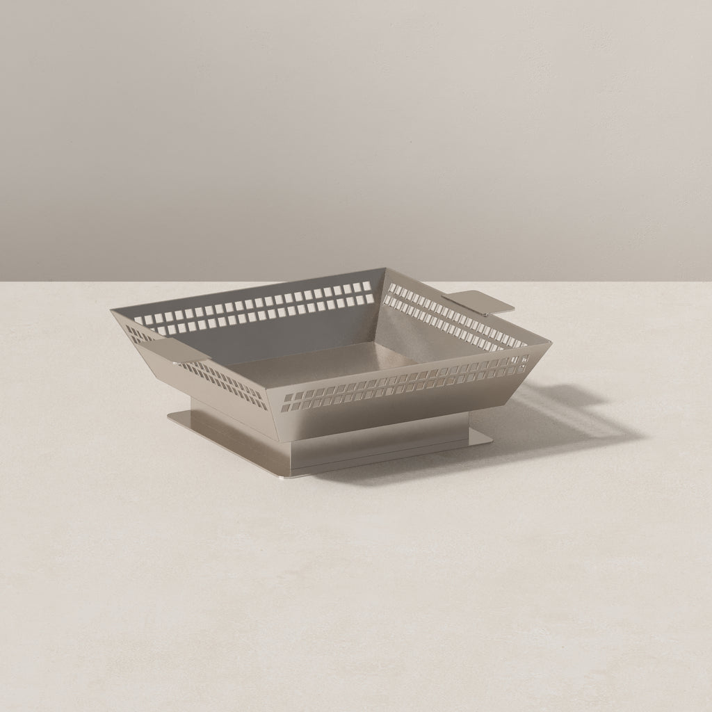 Top view of Vera Jean Art Deco metal fruit vessel with perforated cut-outs detailing